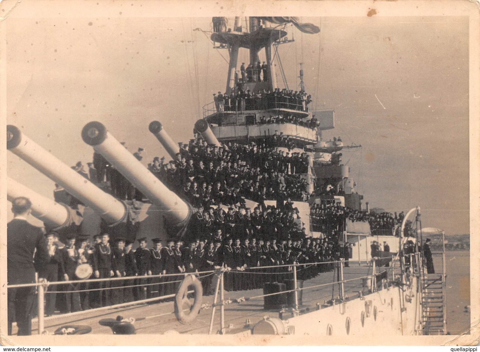 09540 "REGIA NAVE GIULIO CESARE - CORAZZATA - EQUIPAGGIO IN PARATA - ANNI '30 XX SECOLO" ORIG. - Guerra, Militari