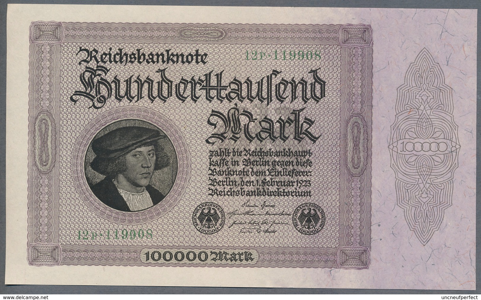 Pick83a Ro82d DEU-83d  100.000 Mark 1923 ** UNC ** - 100000 Mark