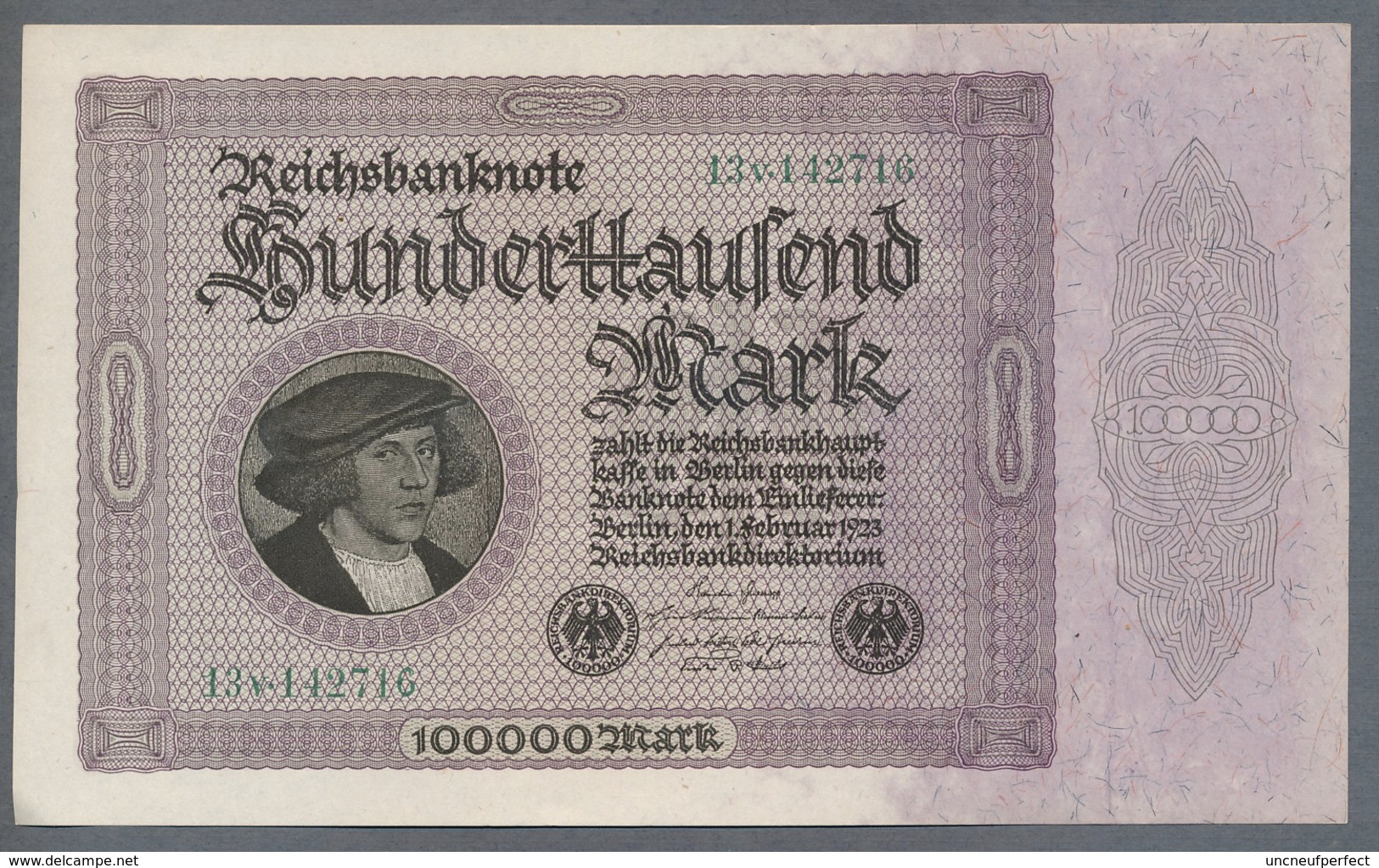 Pick83a Ro82d DEU-83d  100.000 Mark 1923 ** UNC ** - 100000 Mark