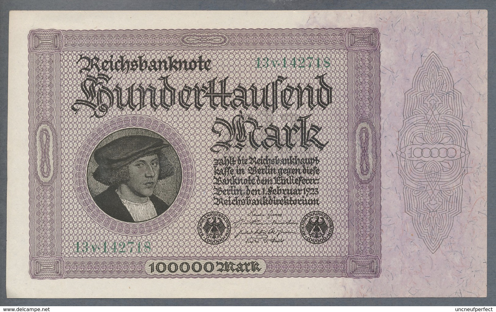 Pick83a Ro82d DEU-83d  100.000 Mark 1923 ** UNC ** - 100000 Mark