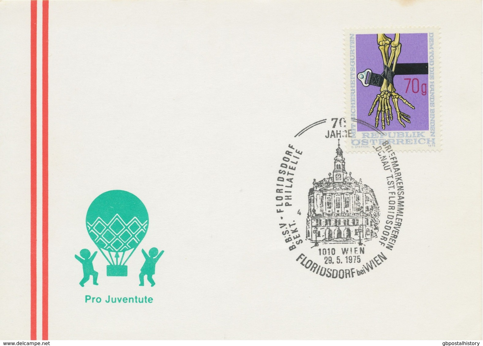 ÖSTERREICH 1975 1010 WIEN 70 Jahre Briefmarkensammlerverein "DONAU" T.ST. FLORIDSDORF Bei WIEN - Macchine Per Obliterare (EMA)