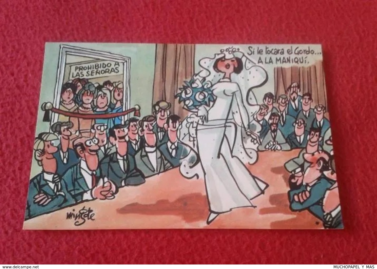 POSTAL POST CARD MINGOTE DIBUJO HUMORÍSTICO SERVICIO NACIONAL DE LOTERÍAS. MANIQUÍ BODA WEDDING CARTOON CARICATURAS VER - Humor