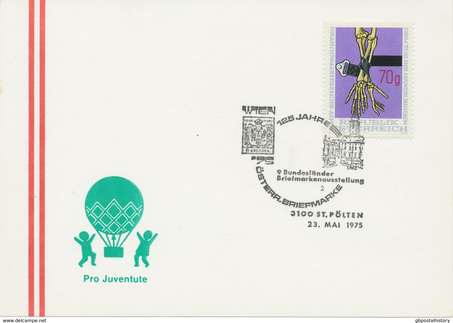 ÖSTERREICH 1975 3100 ST. PÖLTEN 125 Jahre Österr. Briefmarke - 9. Bundesländer Briefmarkenausstellung - Maschinenstempel (EMA)