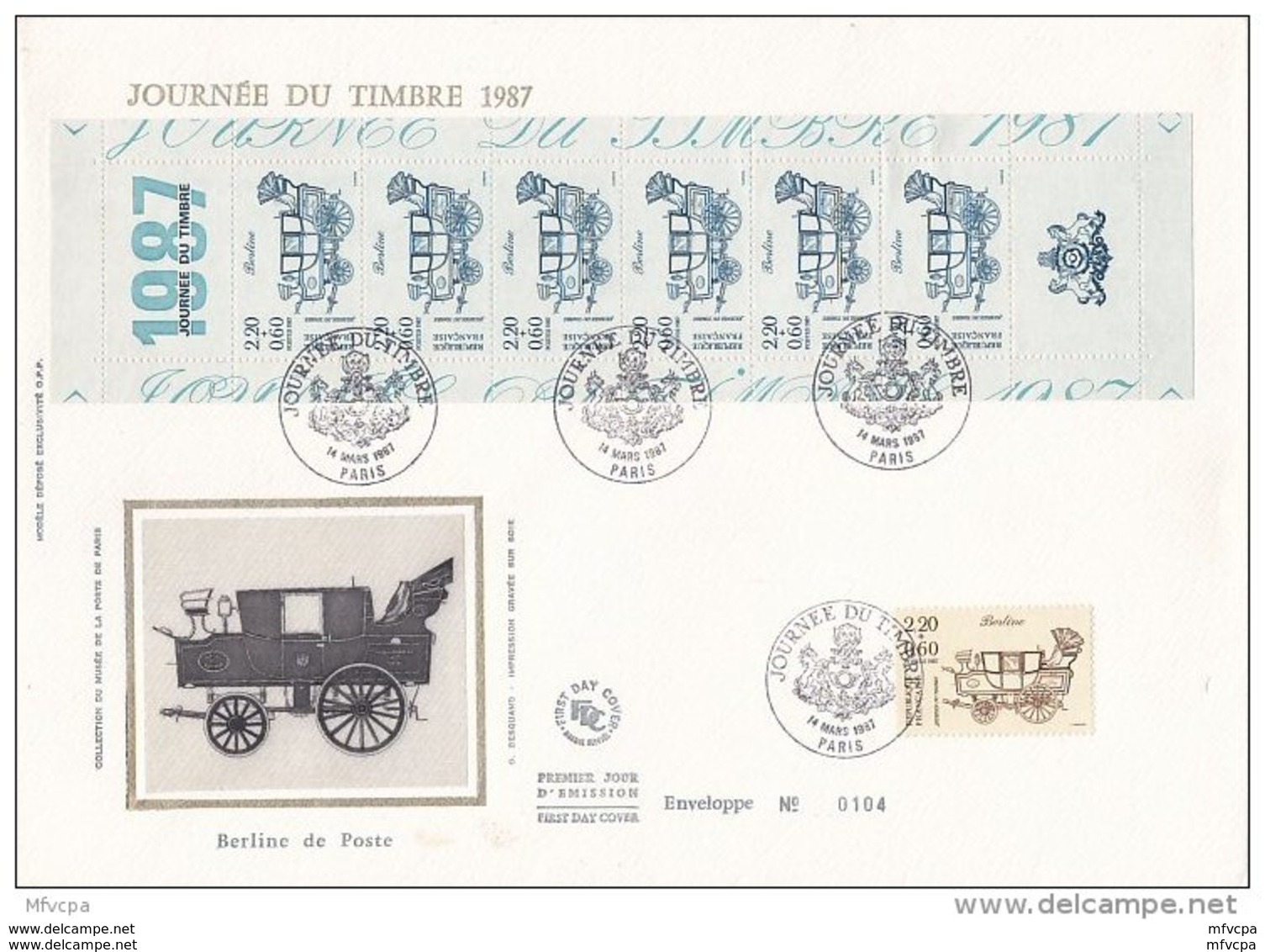 L4K171 FRANCE 1987 FDC Carnet Journée Du Timbre Paris 14 03 1987 /encart Ill. - 1980-1989