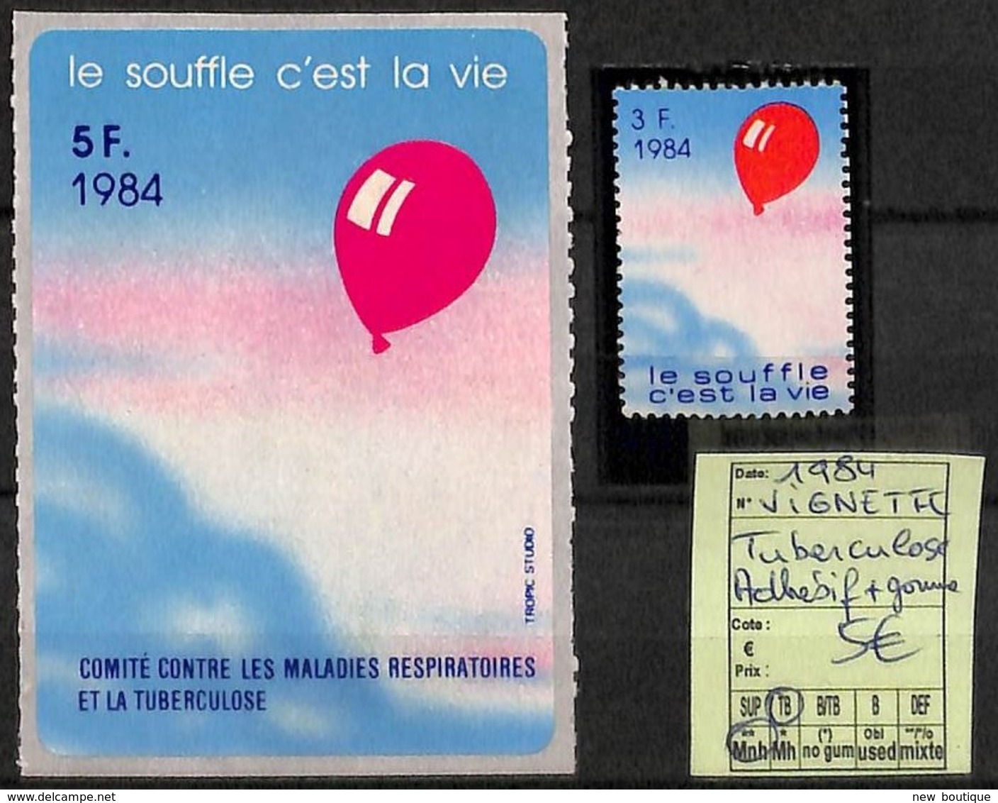 NB - [821714]TB//**/Mnh- 1984 - Vignette Tuberculose Adhésif + Gomme - Malattie