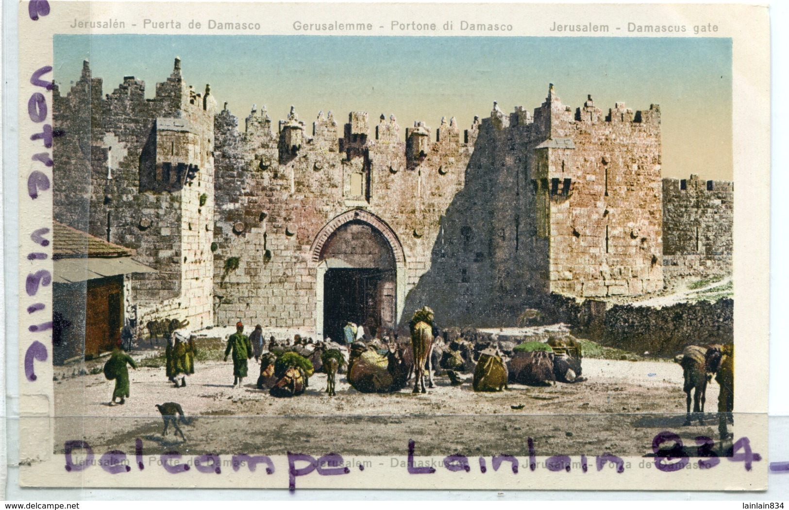 - Palestine - Belle Carte Ancienne Jérusalem, Porte De  Damasco, Dromadaire, Animatio, Non écrite, TTBE, Scans.. - Palestine