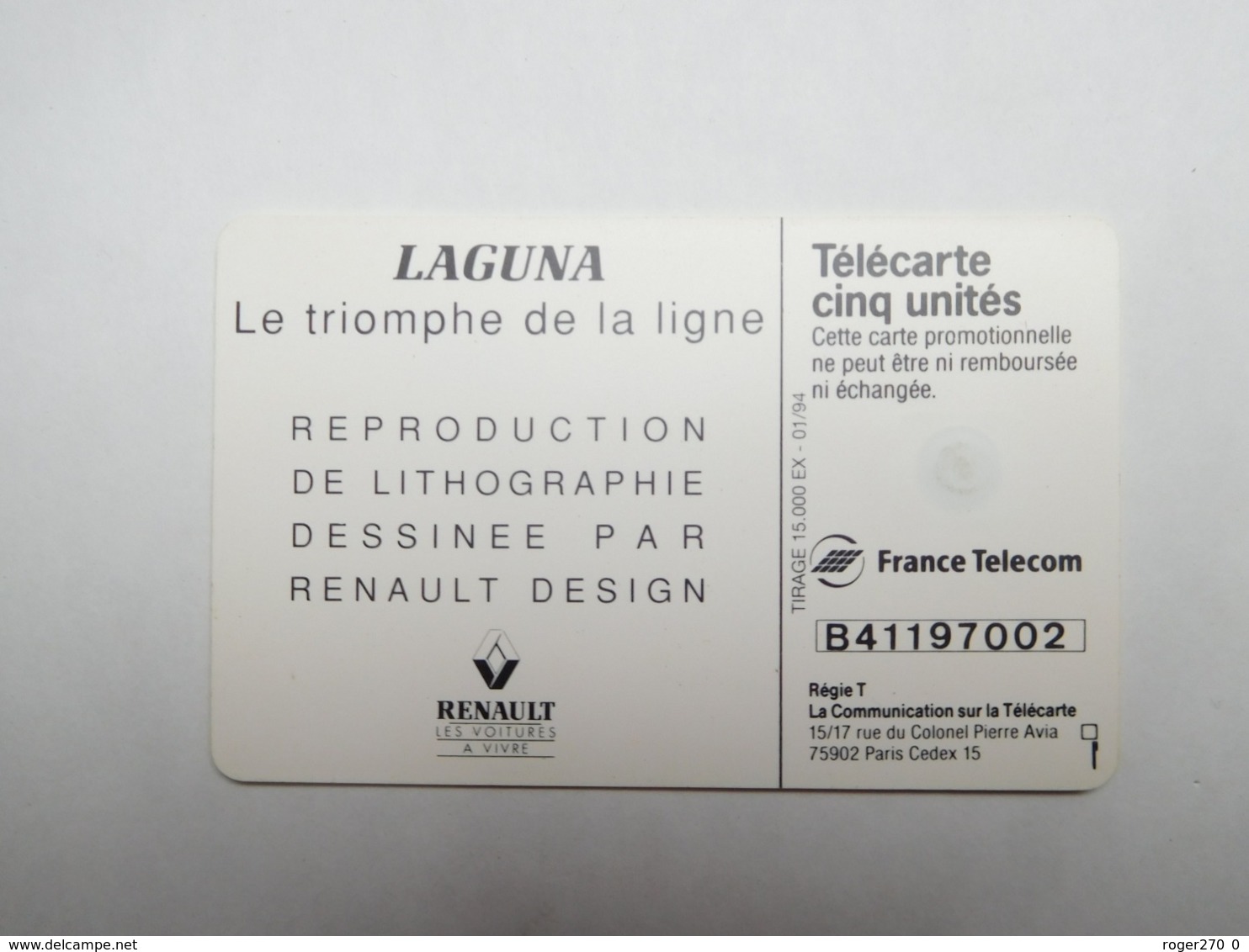 Carte Téléphone Privée , 5U , Auto Renault Laguna  , 15 000 Ex - Privat
