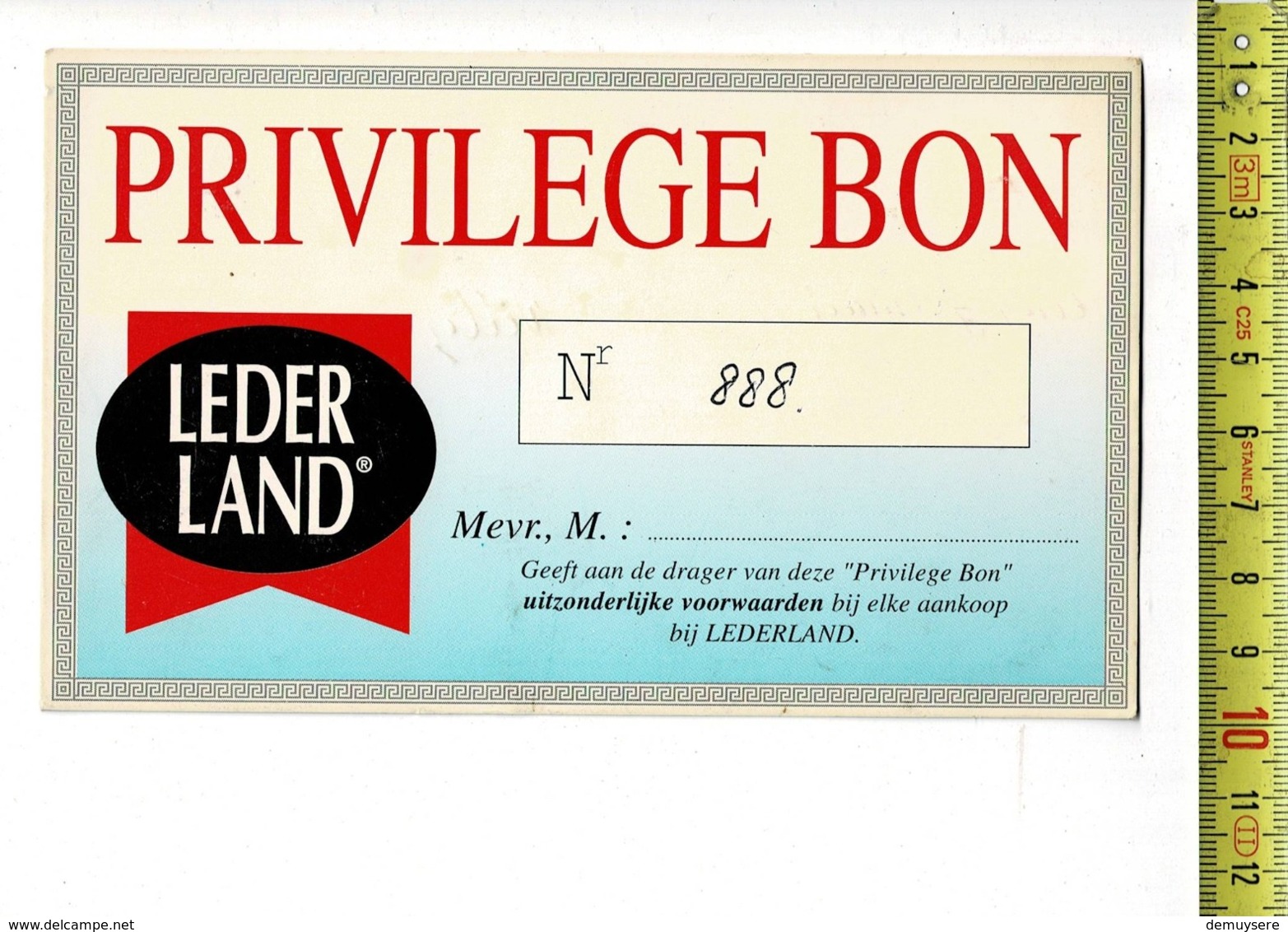 51955 - LEDER LAND - PRIVILEGE BON - MIDDELKERKE - Publicités