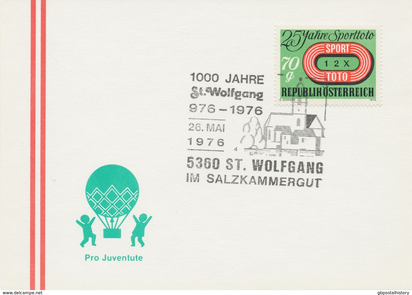ÖSTERREICH 1976 5360 ST. WOLFGANG IM SALZKAMMERGUT 1000 Jahre St. Wolfgang 976-1976 - Maschinenstempel (EMA)