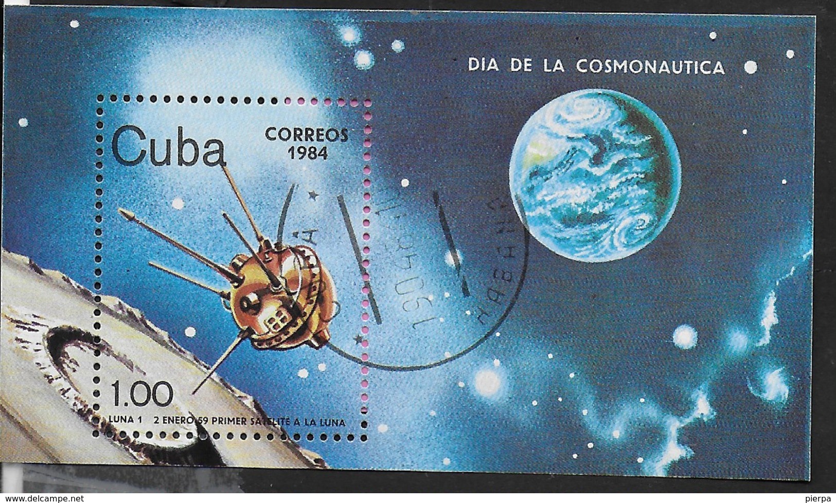 CUBA - 1984 - GIORNATA DELLA COSMONAUTICA - FOGLIETTO USATO - (YVERT BF80 - MICHEL BL 81) - North  America