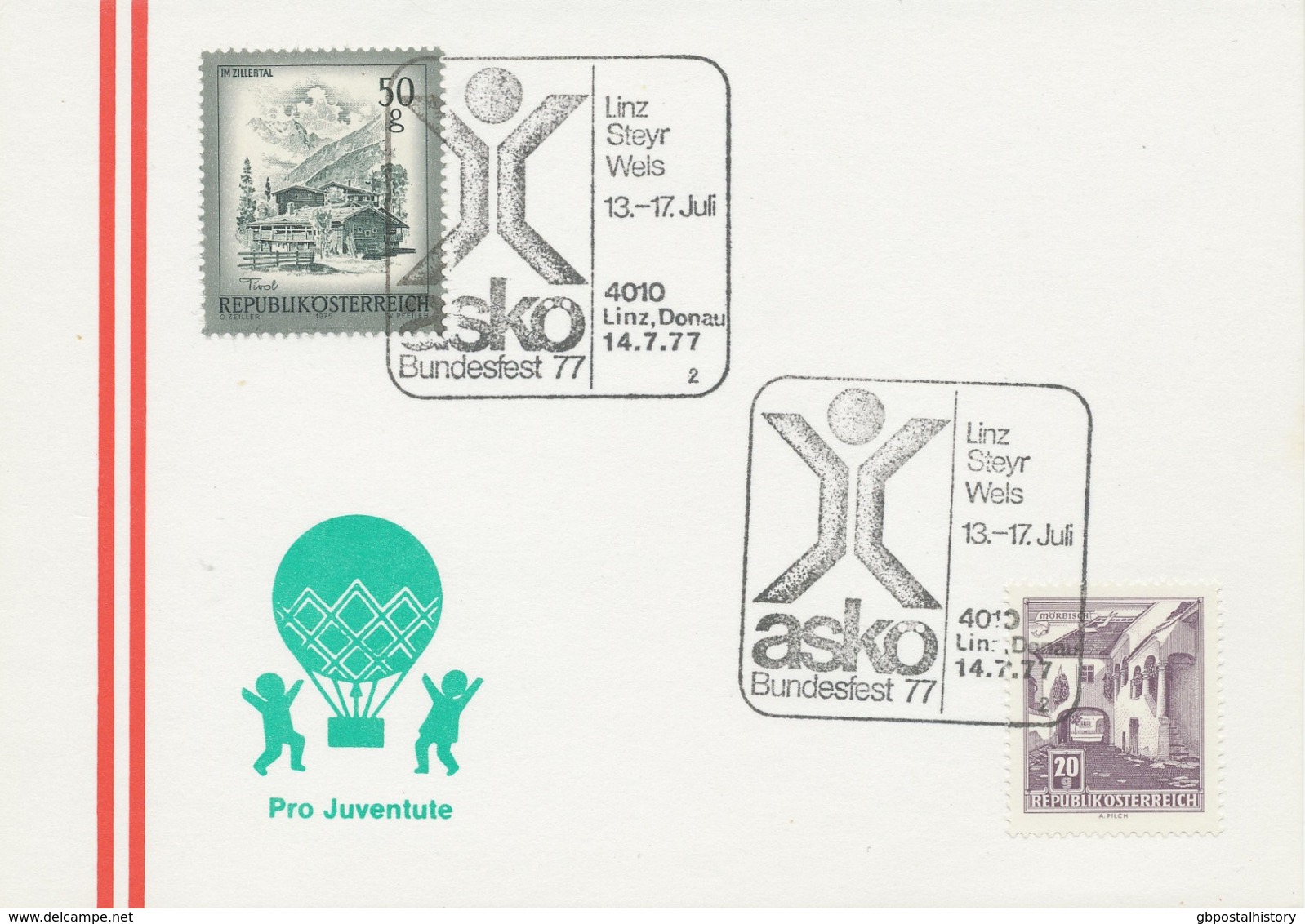 ÖSTERREICH 1977 4010 LINZ, DONAU ASKÖ Bundesfest 77 - Linz, Steyr, Wels 13.-17. Juli - Franking Machines (EMA)