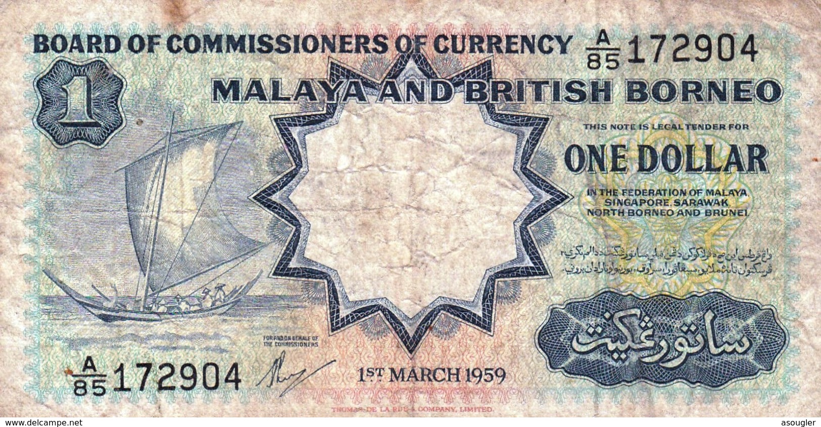 MALAYA & BRITISH BORNEO 1 DOLLAR 1959 F P-8A "free Shipping Via Registered Air Mail" - Andere - Azië