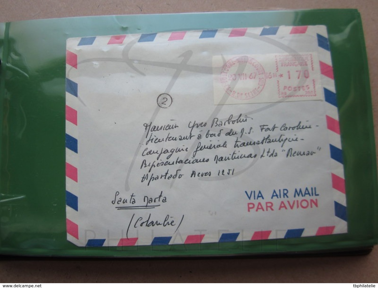 VEND LETTRE DE 1967 POUR LE BATEAU FORT CAROLINE A SANTA MARTA !!! (b) - Briefe U. Dokumente