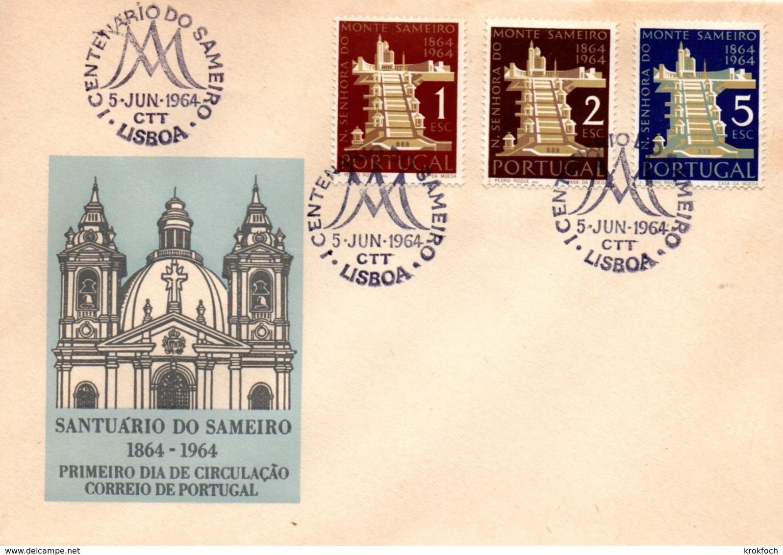 Santuario Do Sameiro 1964 - FDC Lisboa - Basilique église Church - FDC