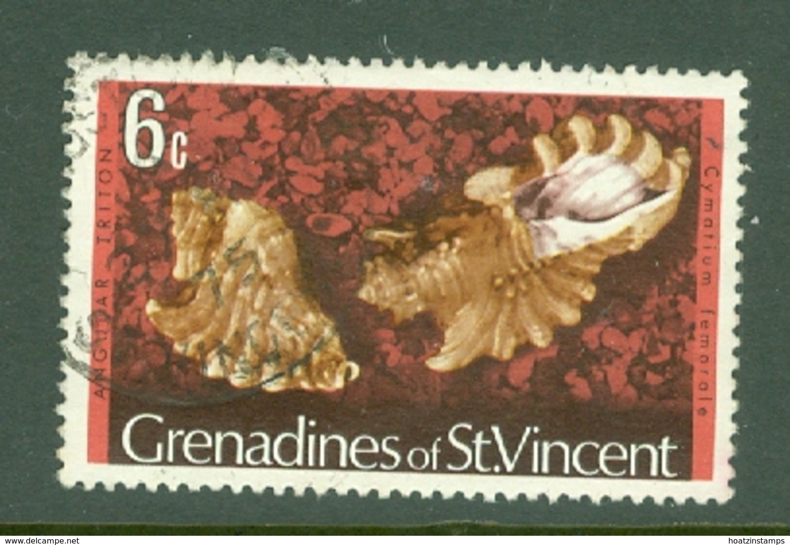 St Vincent Grenadines: 1974/77   Shells & Molluscs  SG40A    6c   [No Imprint Date]    Used - St.Vincent & Grenadines