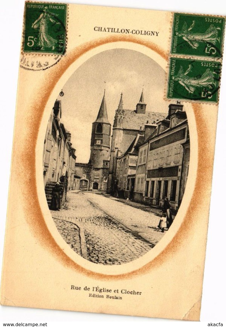CPA CHATILLON-COLIGNY-Rue De L'Église Et Clocher (264585) - Chatillon Coligny