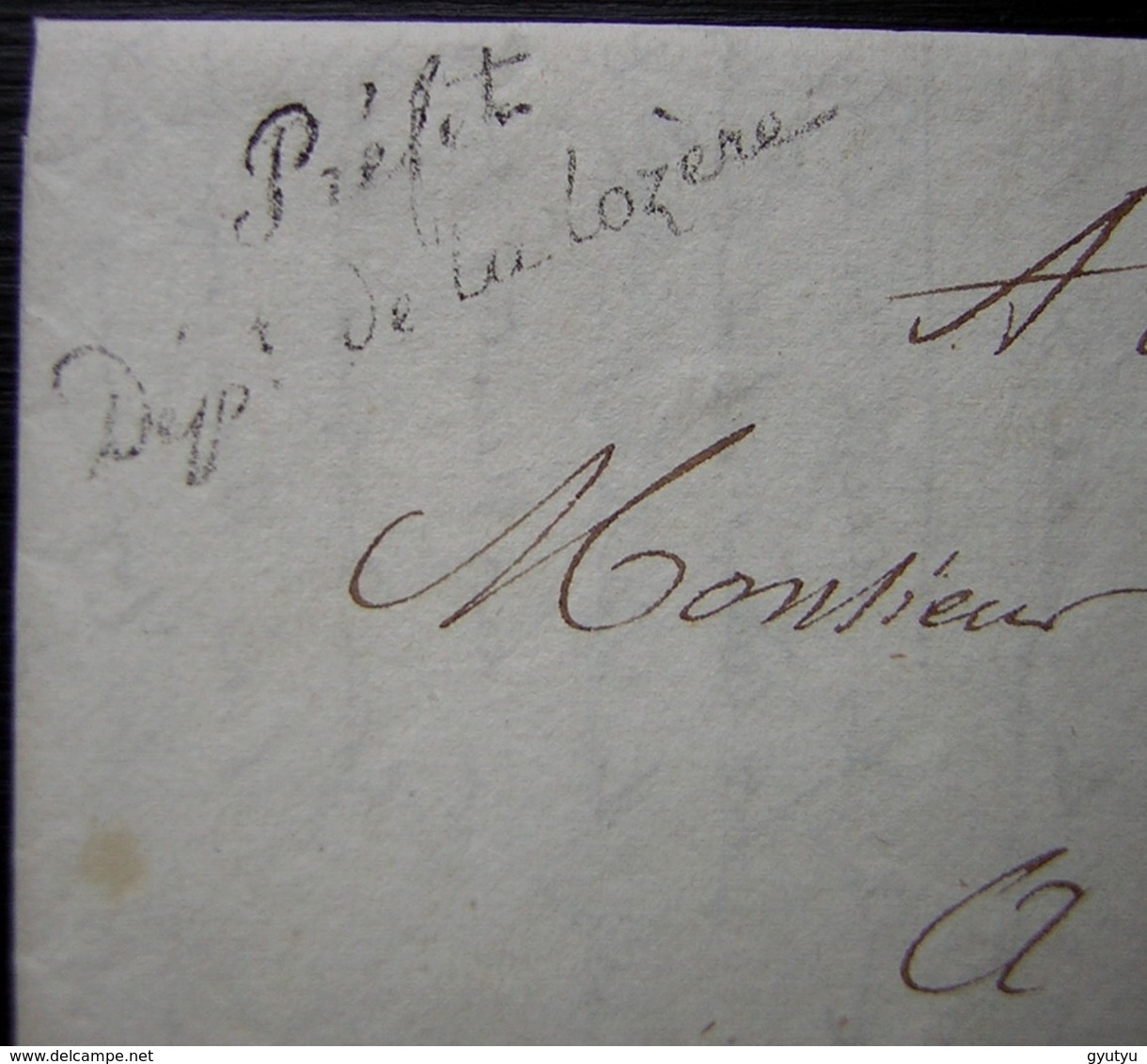 Mende Cursive De 1823 Préfet Dpt De La Lozère Sur Lettre Autographe Du Préfet Pour Le Maire De Grandrieu - 1801-1848: Précurseurs XIX