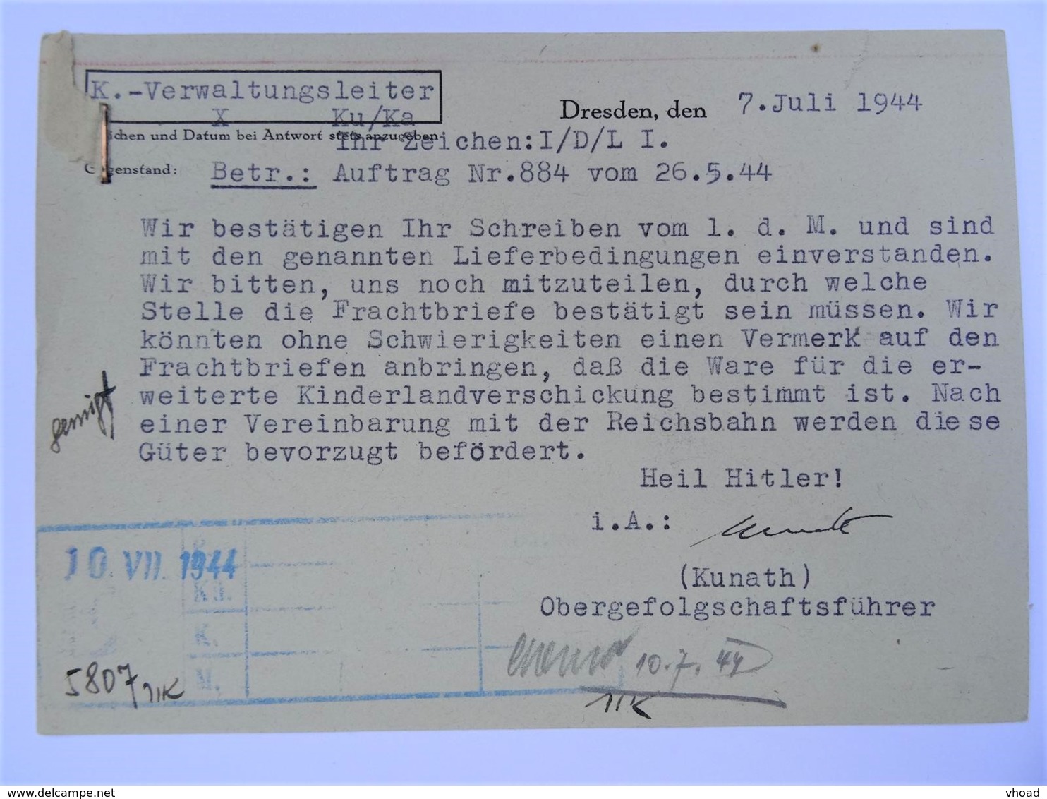 1944 DR Postkarte Dresden NSDAP, Hitler-Jugend Gebiet Sachsen Nach Liban (Protektorat), Kinderlandverschickung - Briefe U. Dokumente