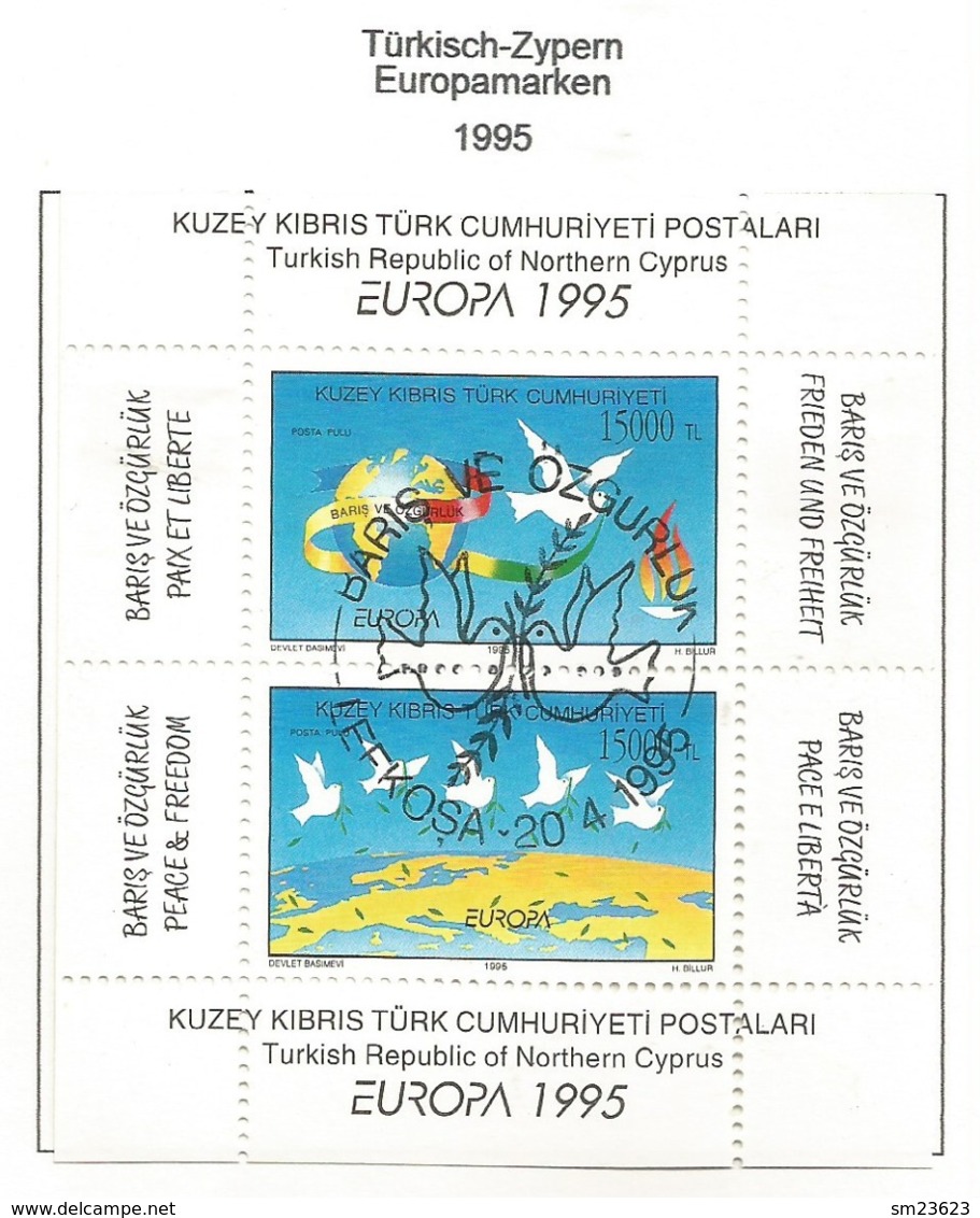 Türkisch-Zypern 1995  Mi.Nr. Block 14 (395/396) , EUROPA CEPT - Frieden Und Freiheit - Gestempelt / Fine Used / (o) - 1995