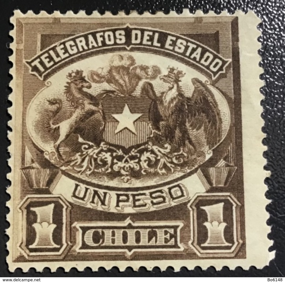 CILE - CHILE  Francobollo 1891 Telegrafos Del Estado 1 Peso NUOVO - Cile