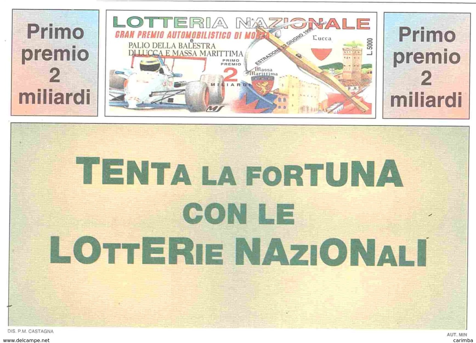 1991 £600  CAGLI SU CARTOLINA LOTTERIA NAZIONALE - Pubblicitari