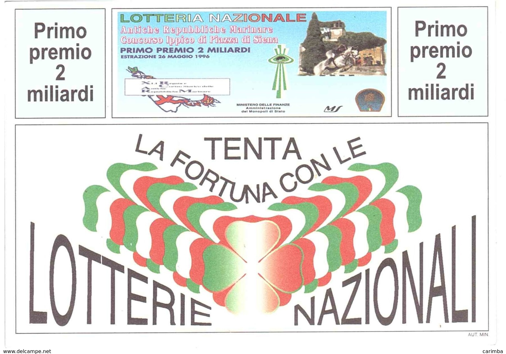 1991 £600 LA MADDALENA SU CARTOLINA LOTTERIA NAZIONALE - Pubblicitari