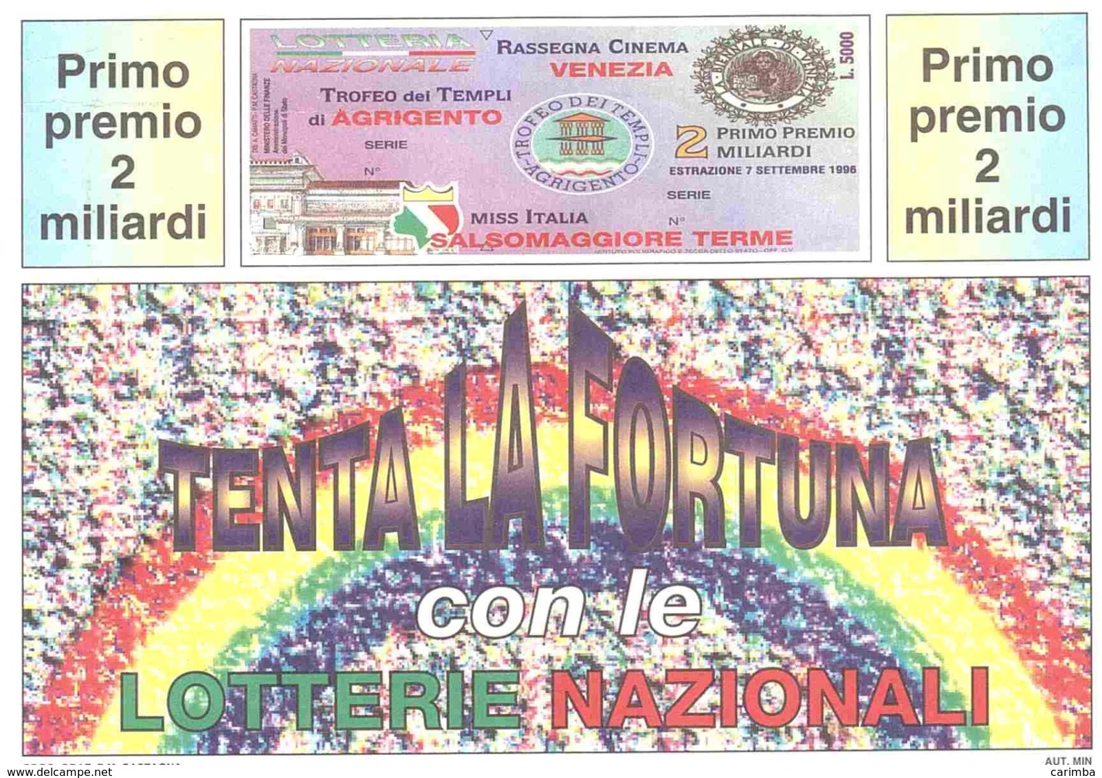 1991 £600 SANREMO SU CARTOLINA LOTTERIA NAZIONALE - Pubblicitari