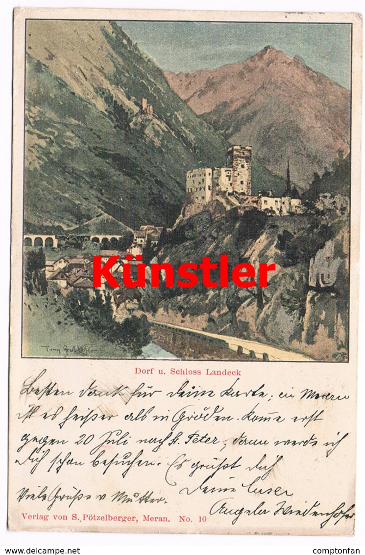 178 Grubhofer Dorf Und Schloss Landeck Künstlerkarte - Landeck