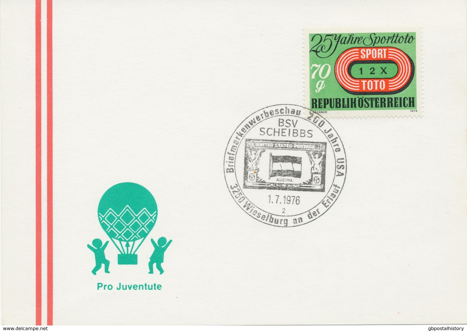 ÖSTERREICH 1976 3250 WIESELBURG An Der ERLAUF Briefmarkenwerbeschau 200 Jahre USA (BSV SCHEIBBS) - Macchine Per Obliterare (EMA)