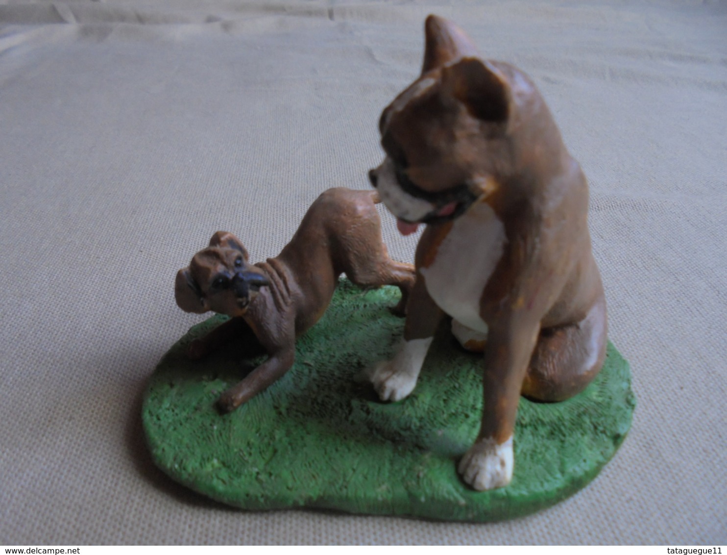 Statuette De Chien - Bull-dog Et Son Chiot - Animales