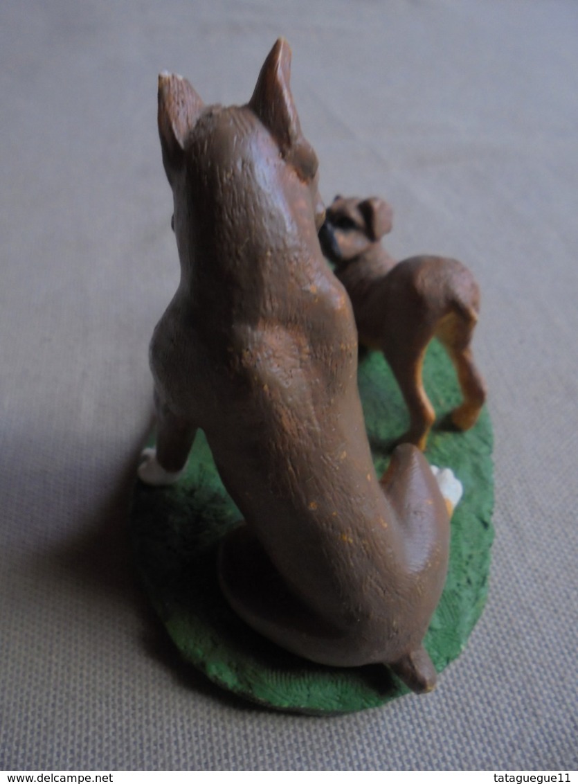 Statuette De Chien - Bull-dog Et Son Chiot - Dieren