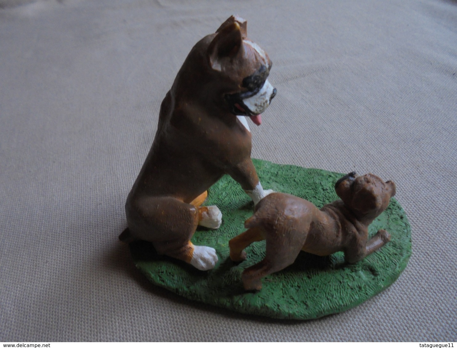 Statuette De Chien - Bull-dog Et Son Chiot - Animaux