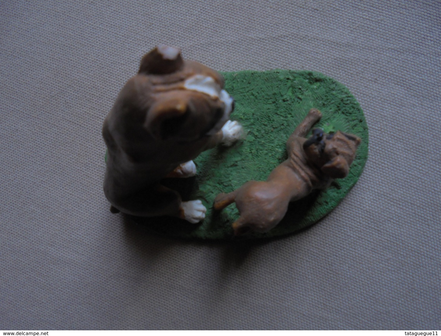 Statuette De Chien - Bull-dog Et Son Chiot - Tiere