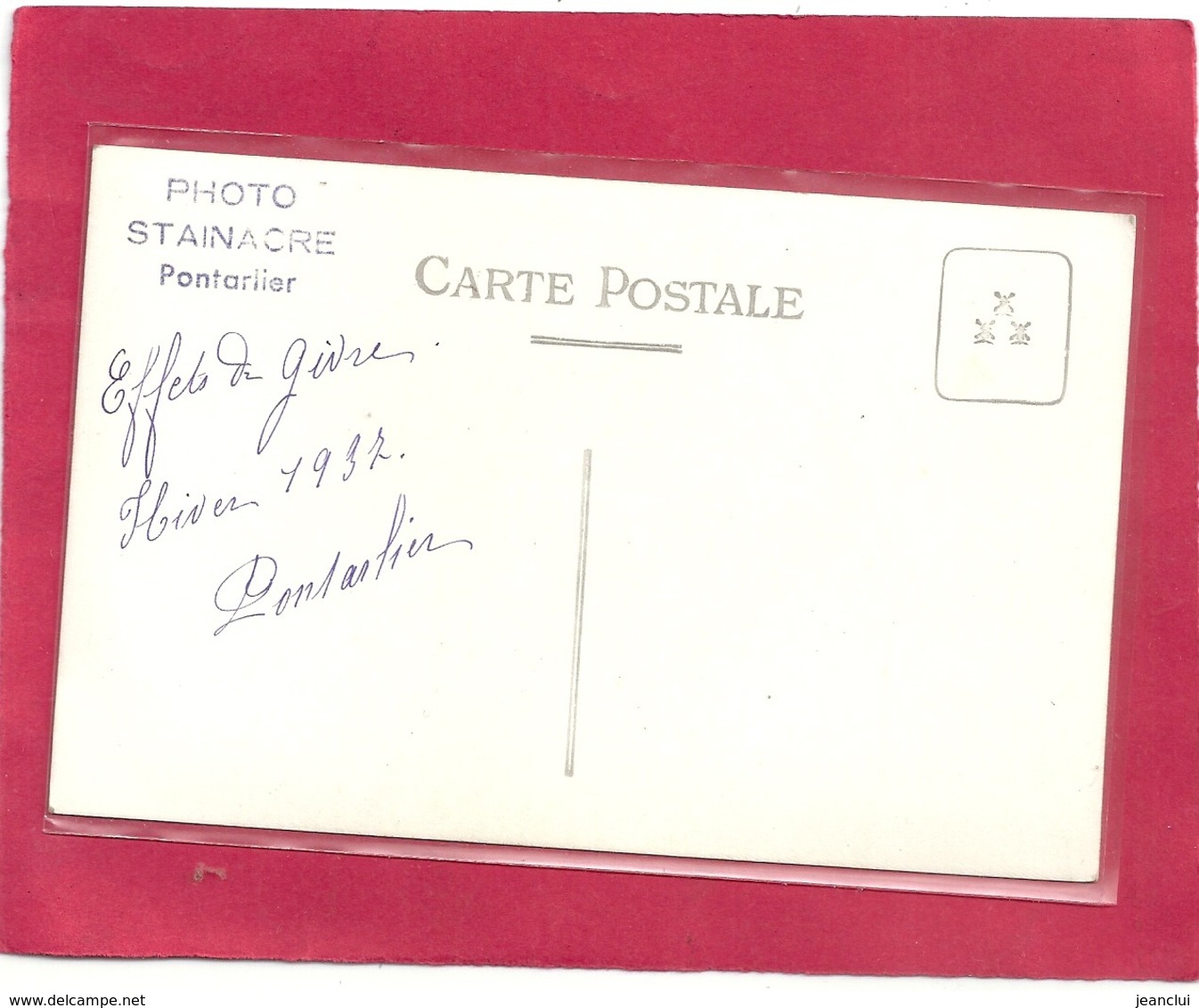 CARTE-PHOTO ORIGINALE GLACEE . EFFETS DE GIVRE HIVER 1937 . PONTARLIER . PHOTO STAINACRE . 2 SCANES - Pontarlier