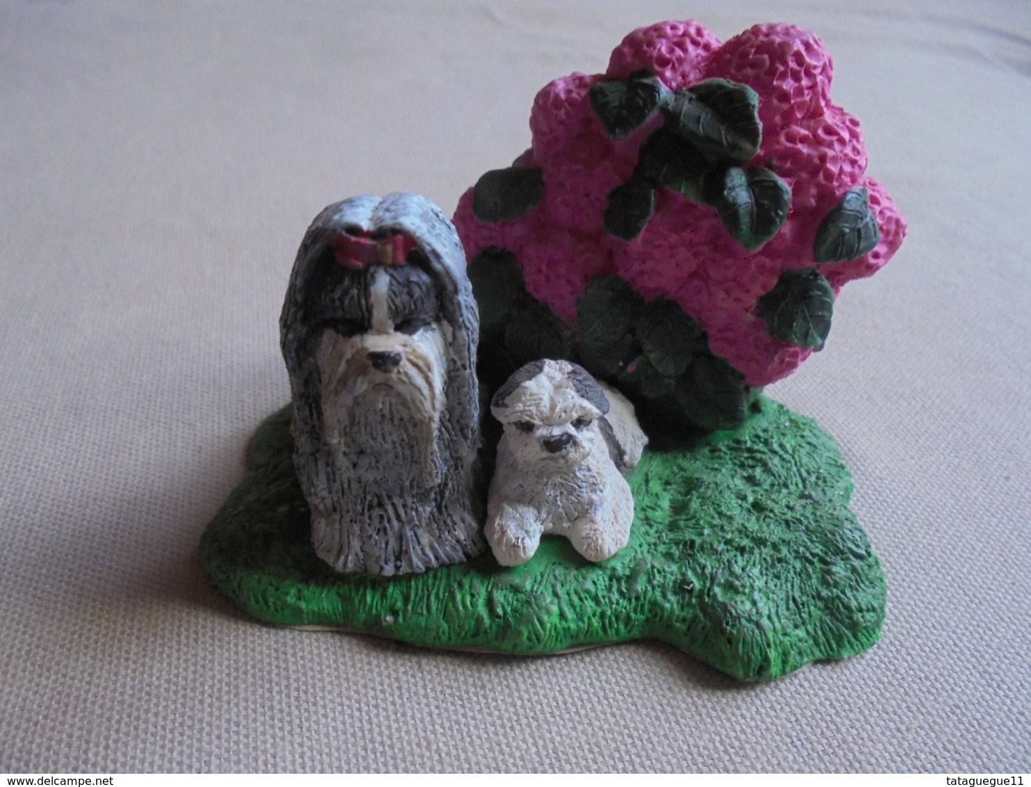 Statuette De Chien - Lhassa Apso Et Son Chiot - Animaux