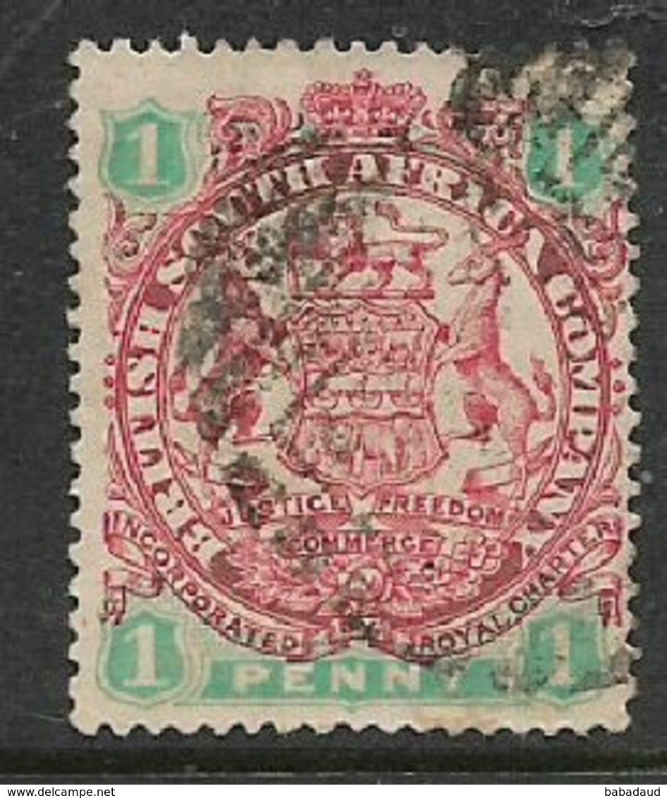 Southern Rhodesia / B.S.A.Co.1896 Arms, 1d,,used, BONC , Unreadable Number - Rhodésie Du Sud (...-1964)