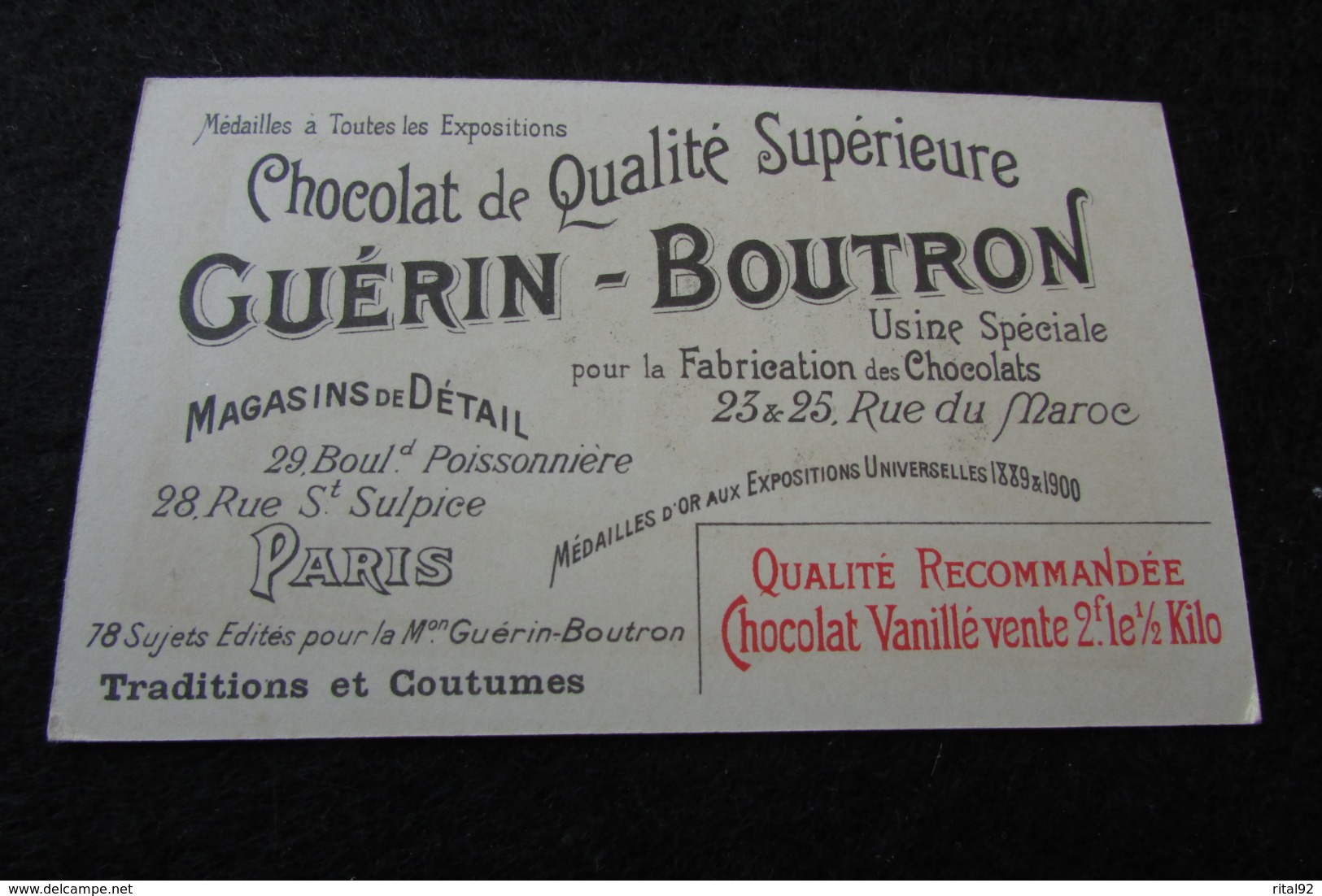 Chocolat GUERIN BOUTRON : Chromo Série "Traditions Et Coutumes" - Guérin-Boutron