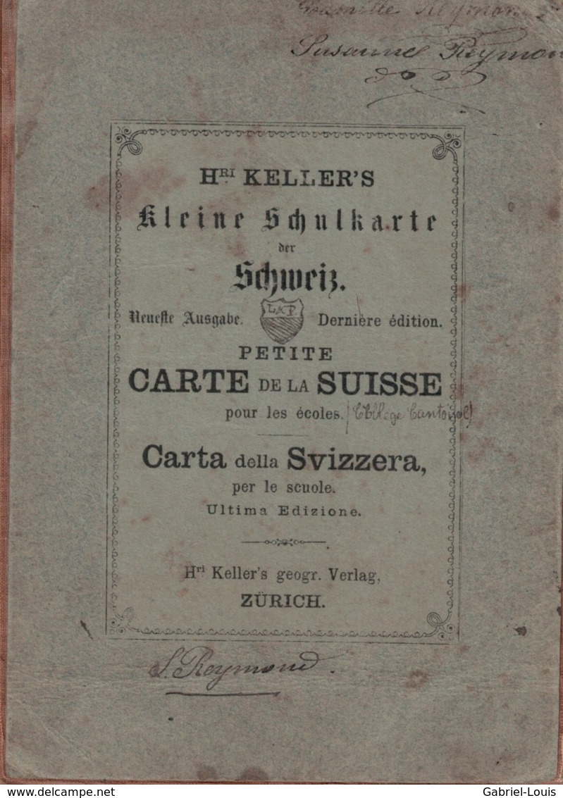 Karte Von Der Schweiz Für Schulen - Petite Carte De La Suisse Pour Les écoles - 1857 -  Sur Tissu - Cartes Topographiques