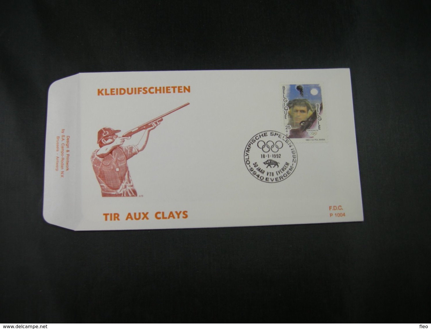 BELG.1992 2442 FDC (Evergem) : Kleiduifschiten/tire Aux Claies " Jeux Olympiques '92 / Olympische Spelen '92 " - 1991-2000