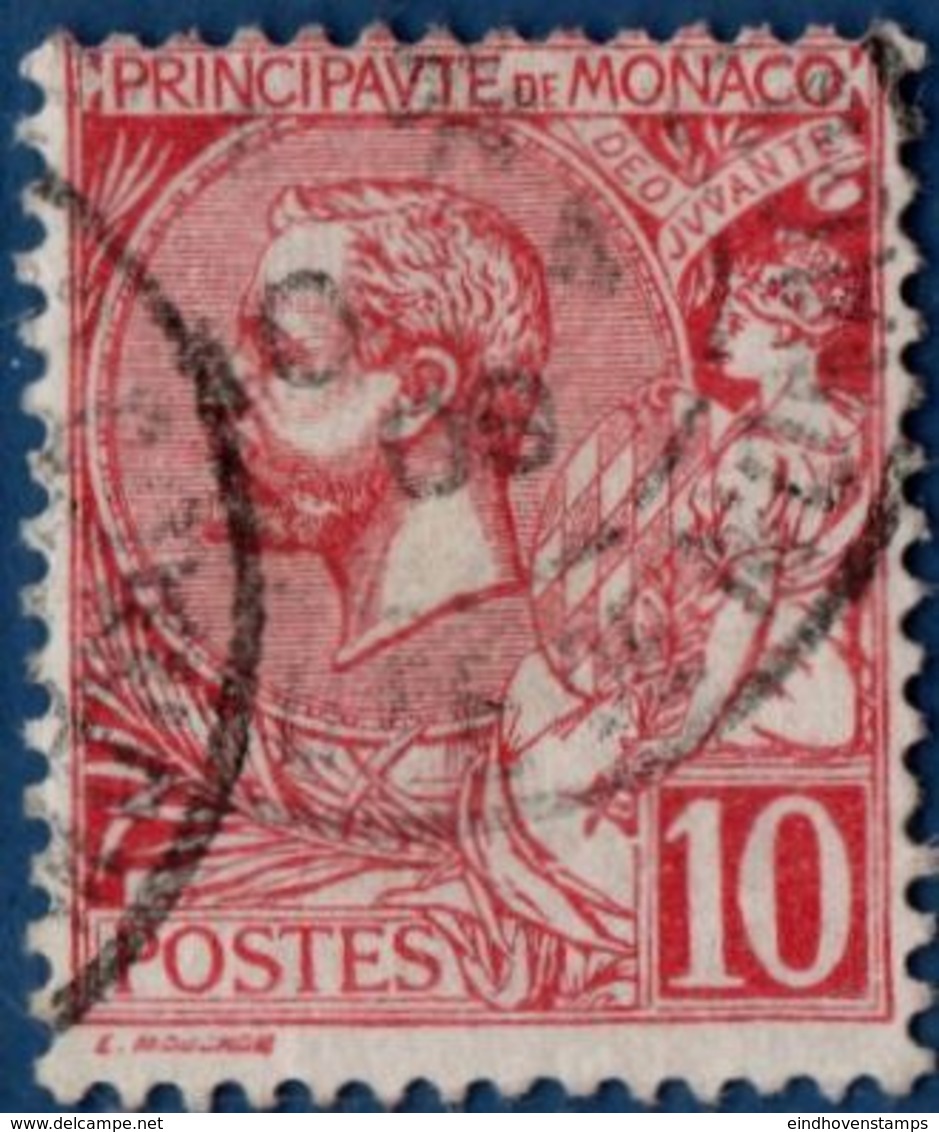 Monaco 1901 Prince Albert I 10c White Paper Cancelled 1909 - Oblitérés