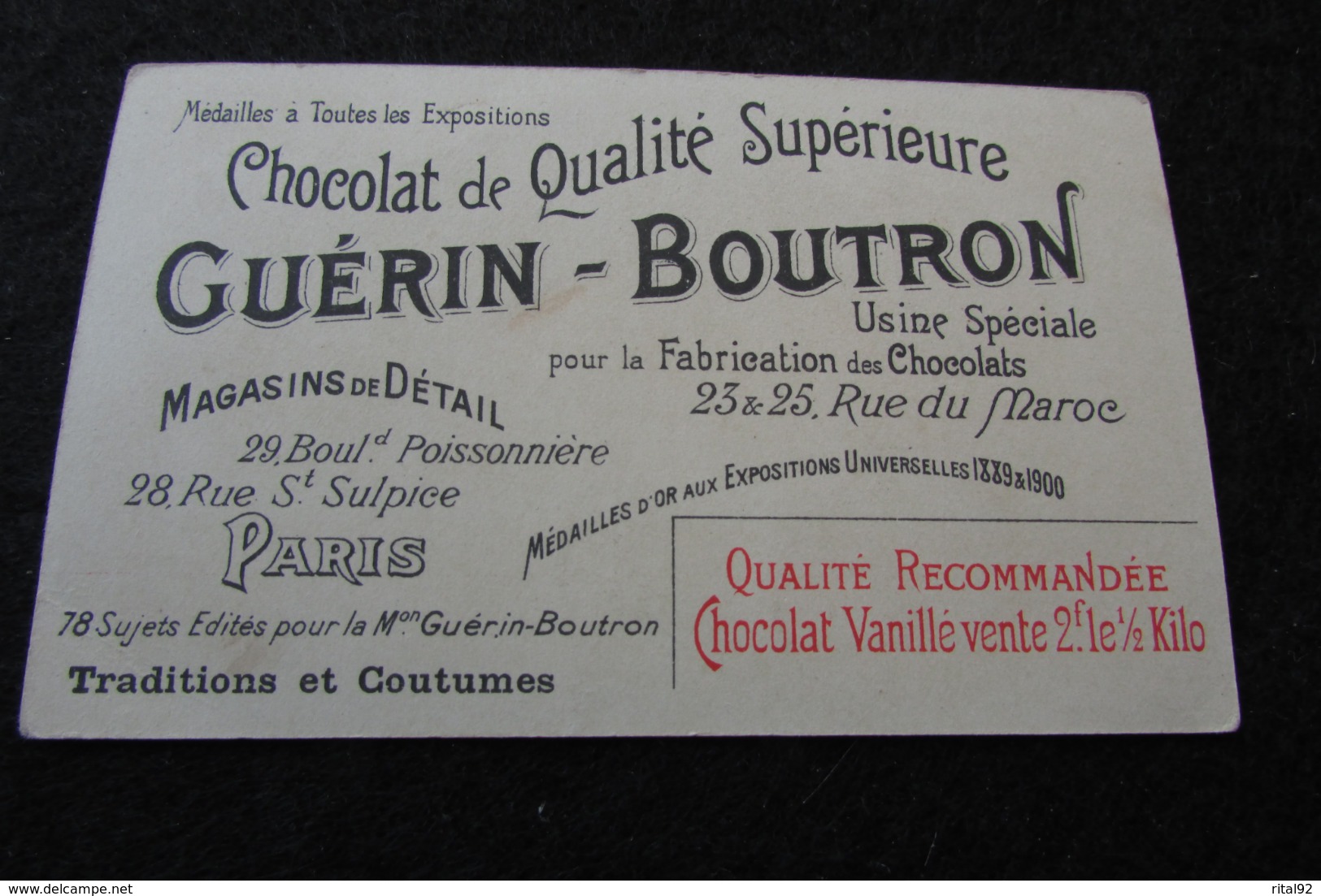 Chocolat GUERIN BOUTRON : Chromo Série "Traditions Et Coutumes" - Guérin-Boutron