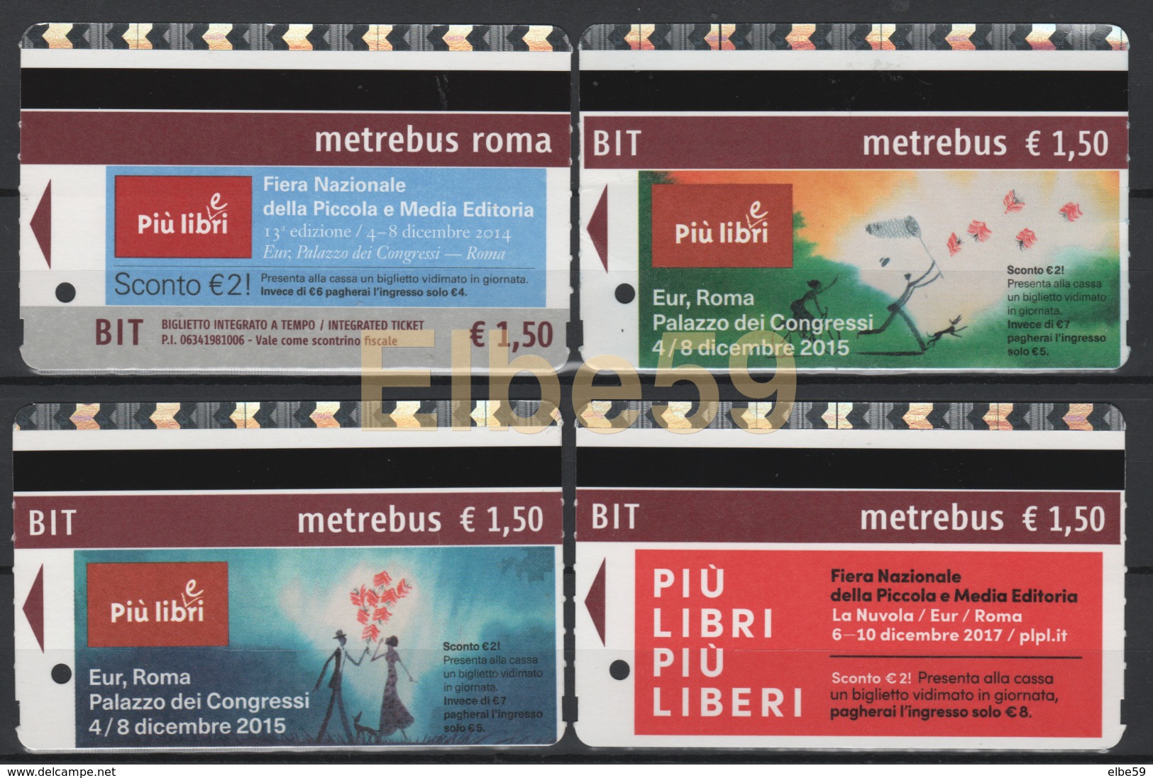 Roma, 2014-17, Metrebus, Più Libri Fiera Della Piccola E Media Editoria, 4 Biglietti - Europa