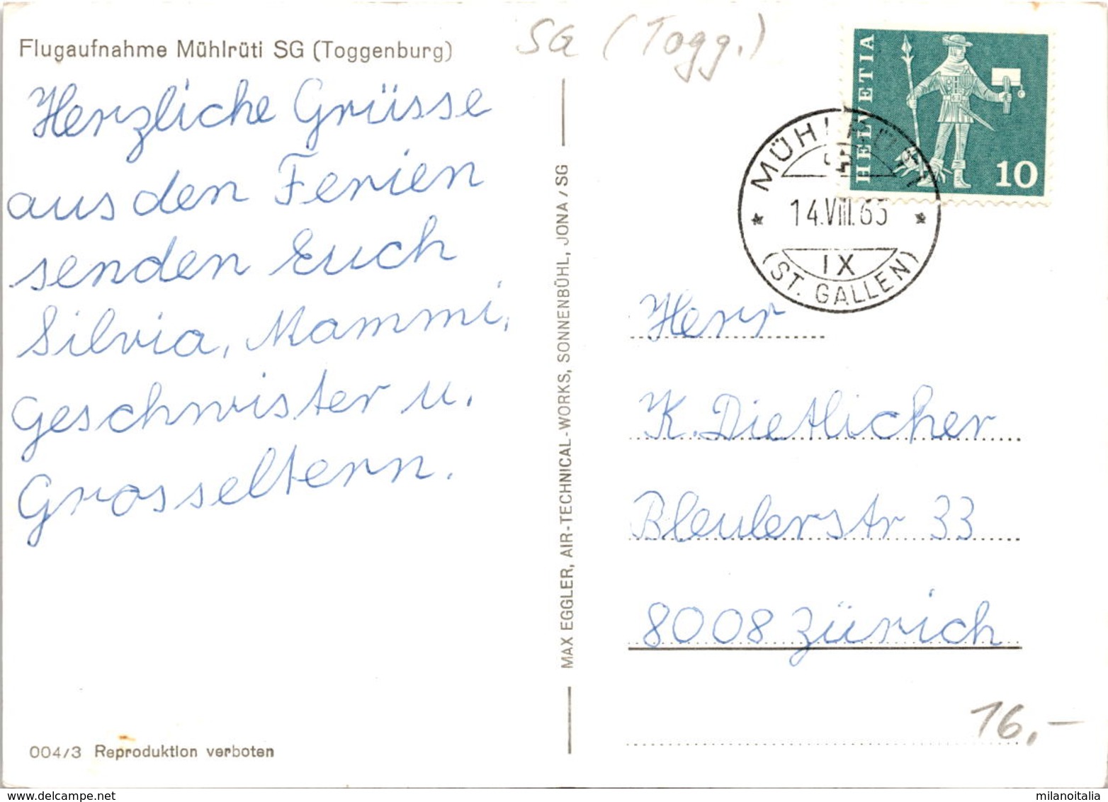 Flugaufnahme Mühlrüti SG (Toggenburg) (004/3) * 14. 8. 1965 - Other & Unclassified