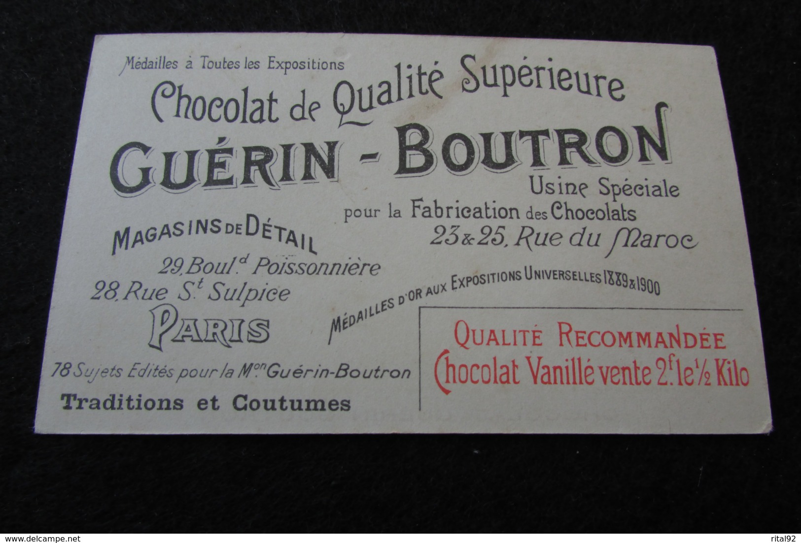 Chocolat GUERIN BOUTRON : Chromo Série "Traditions Et Coutumes" - Guérin-Boutron