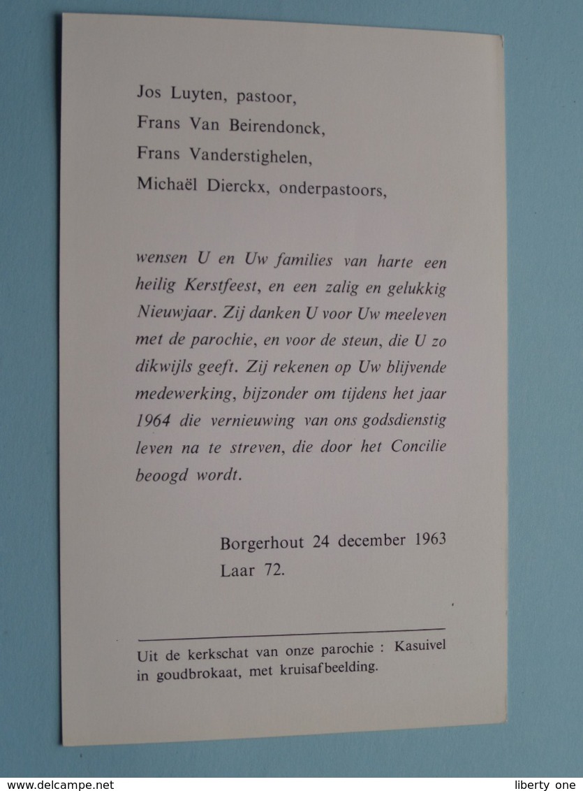 Wensen Aan De Parochianen Van O.L.Vrouw Ter Sneeuw Laar 72 Te BORGERHOUT > 1963 > Kasuivel ( Zie Foto's Voor Détail ) ! - Religion & Esotérisme