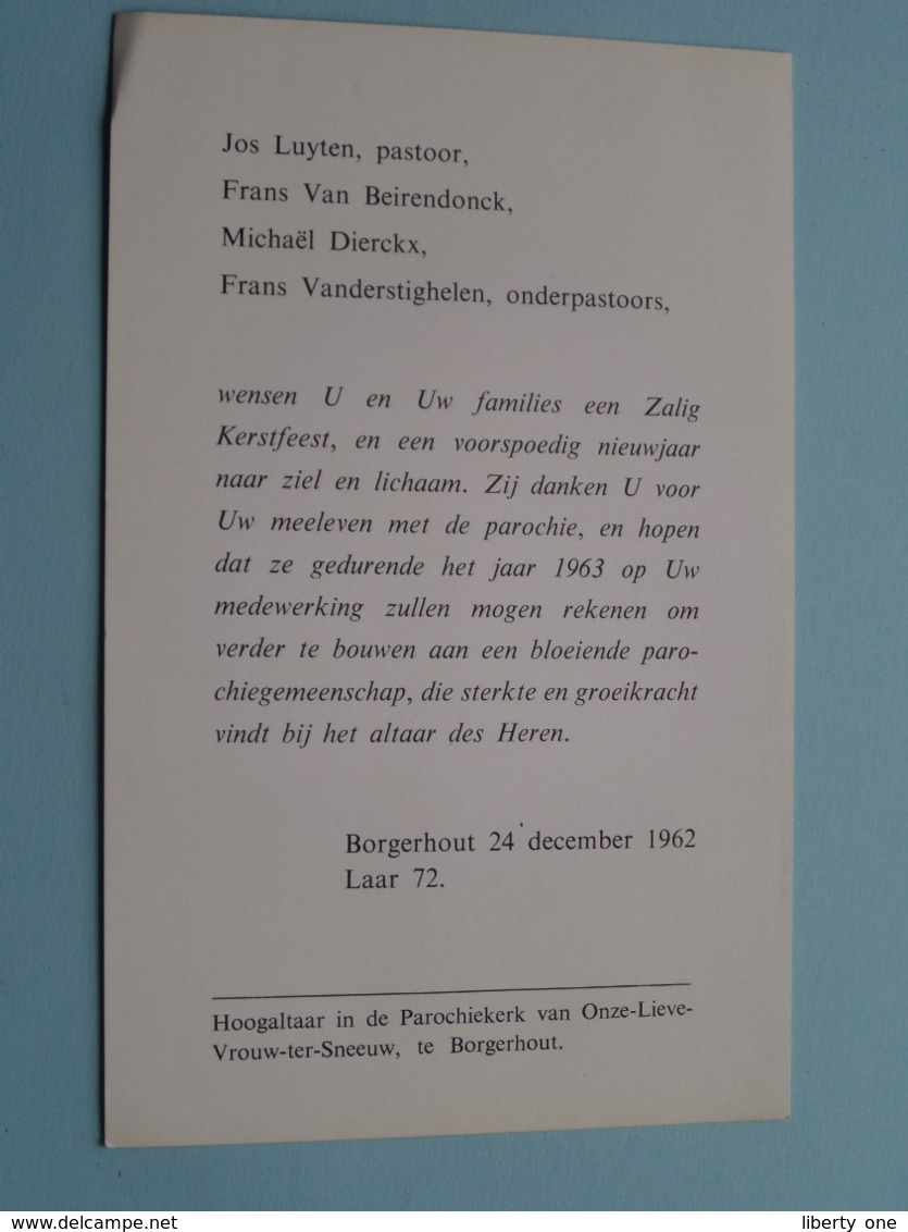 Wensen Aan De Parochianen Van O.L.Vrouw Ter Sneeuw Laar 72 Te BORGERHOUT > 1962 > Hoogaltaar ( Zie Foto's Voor Détail ) - Religion & Esotérisme