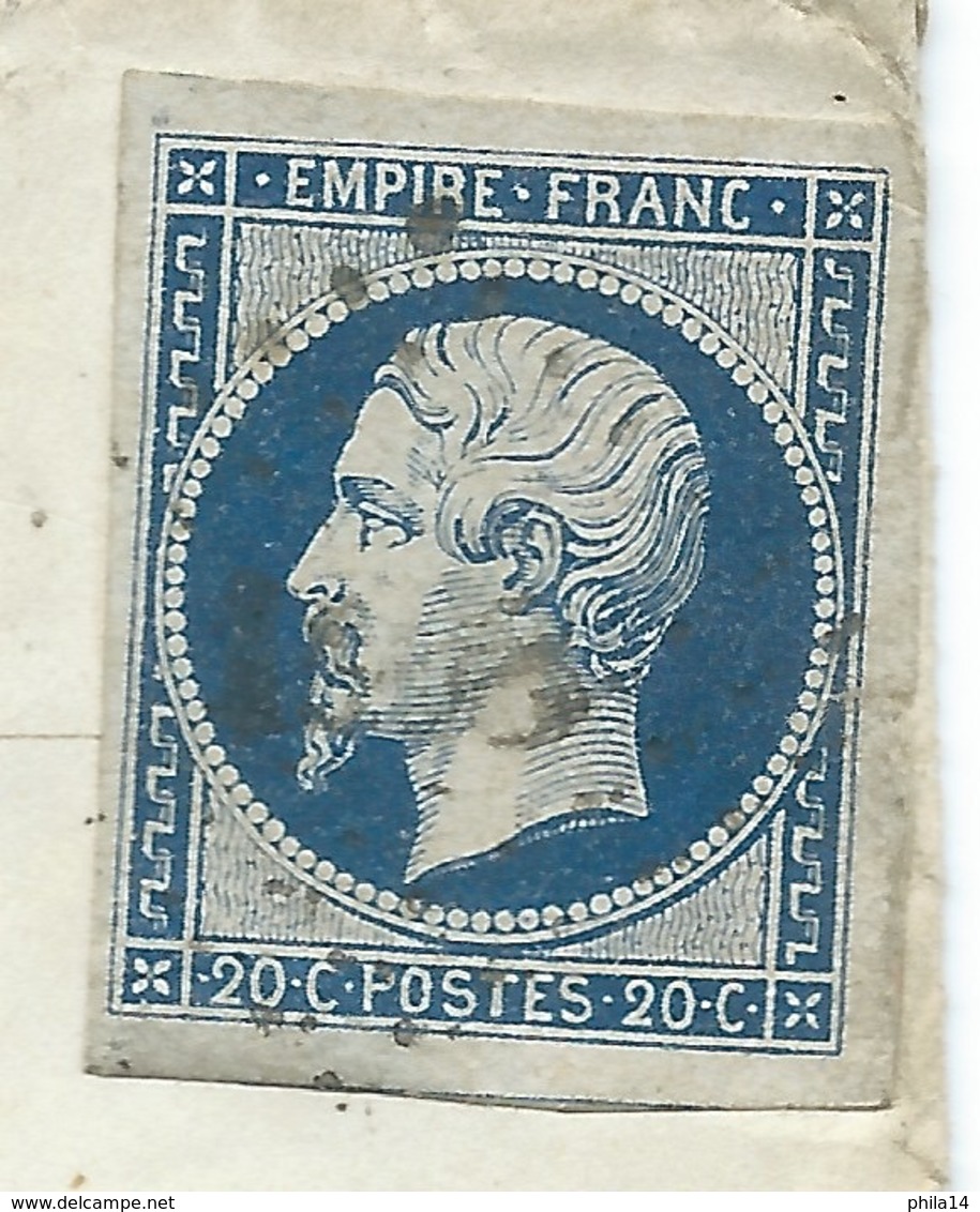 N°14 BLEU NAPOLEON SUR LETTRE / MAS CABARDES POUR CASTRES / 5 JANV 1856 - 1849-1876: Période Classique