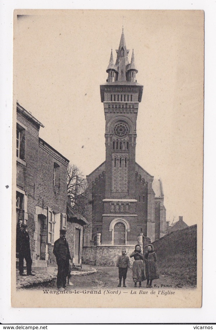 CP 59 WARGNIES LE GRAND La Rue De L'église - Autres & Non Classés