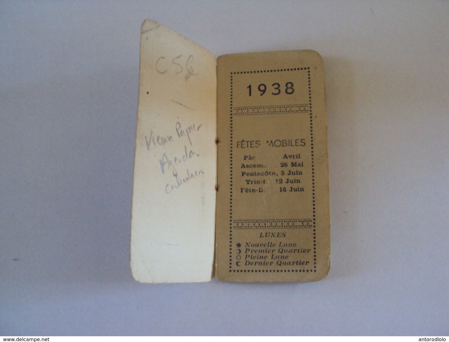 CALENDRIER 1938  (format 7,5 Cm X 3,5 Cm) - Petit Format : 1921-40