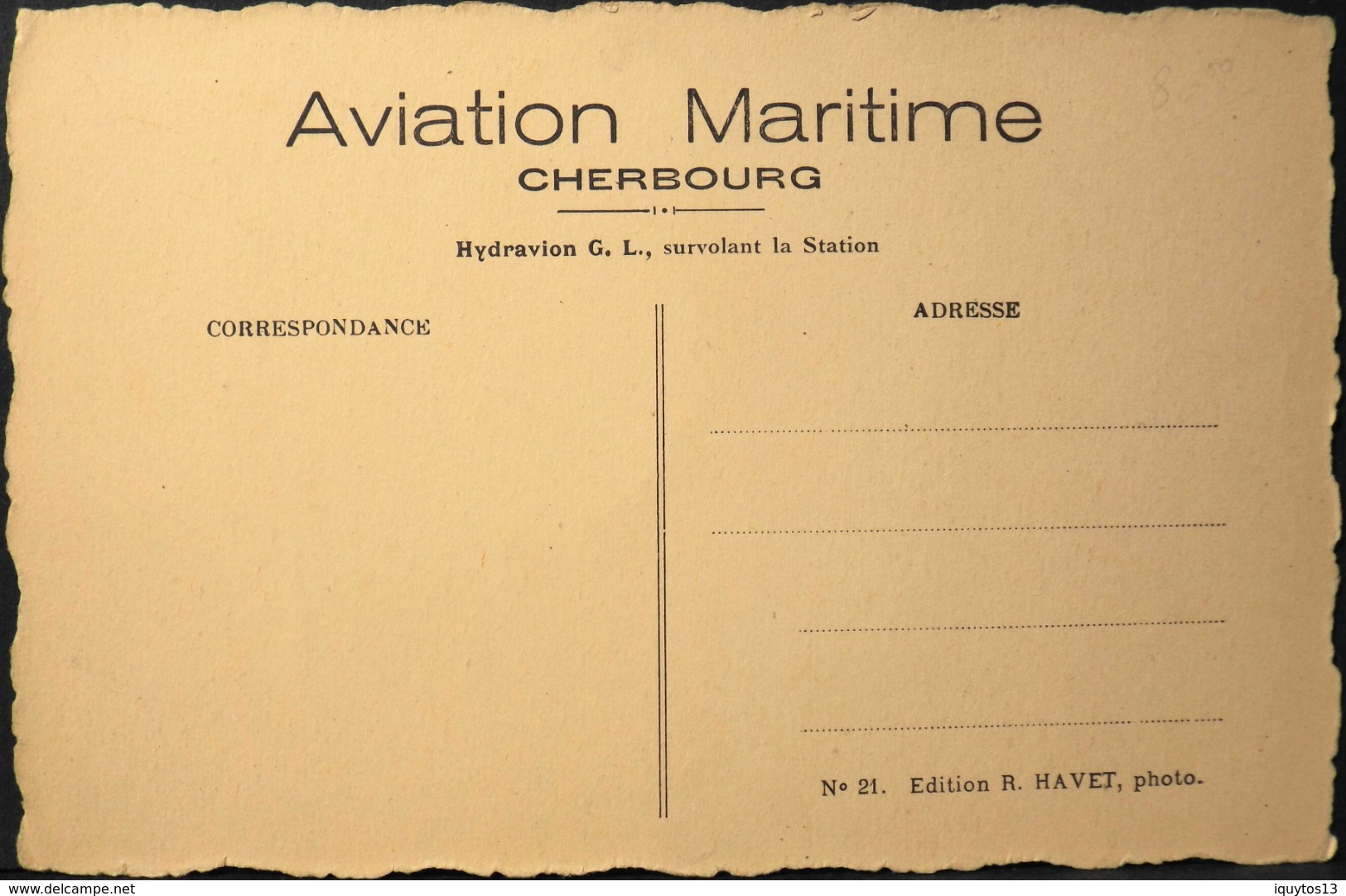 CPA. > AVIATION MARITIME à CHERBOURG - Hydravion G.L. Survolant La Station - TBE - Cherbourg